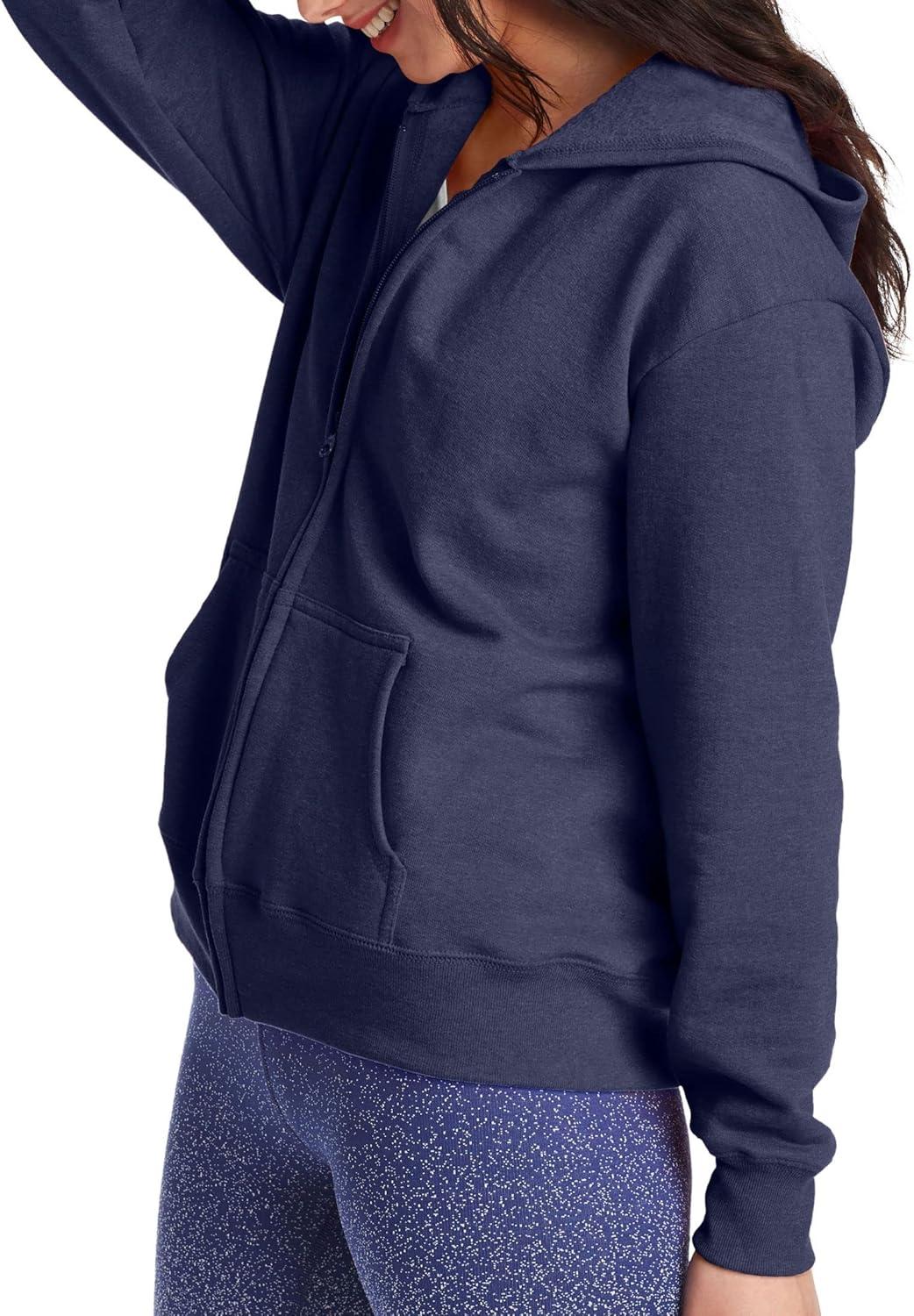 imageHanes womens Ecosmart Full Zip Fleece HoodieNavy Heather