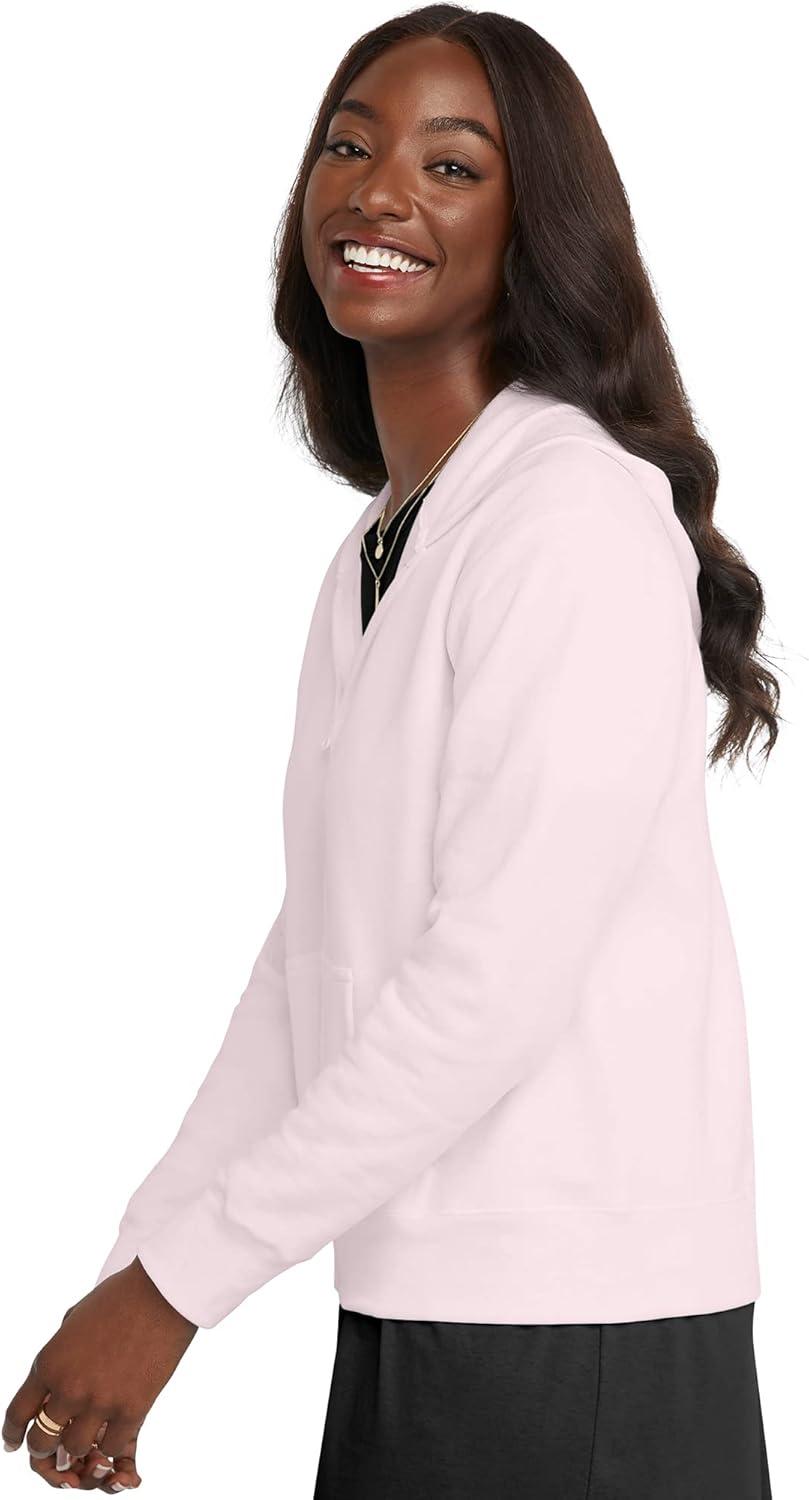 imageHanes womens Ecosmart Full Zip Fleece HoodiePale Pink