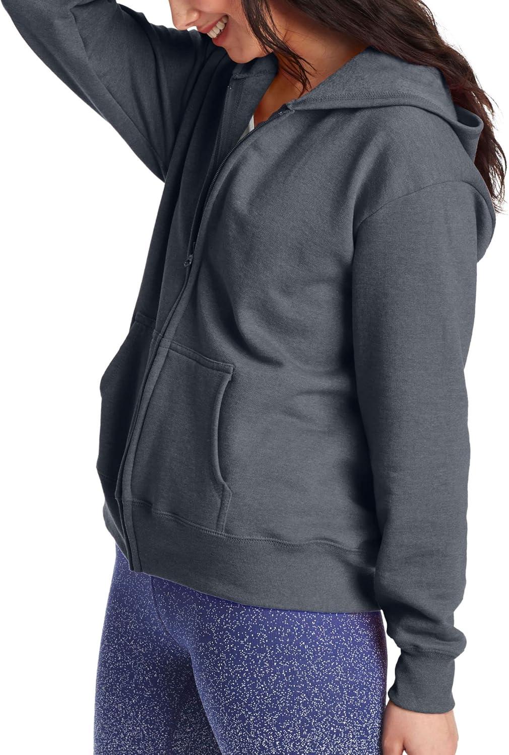 imageHanes womens Ecosmart Full Zip Fleece HoodieSlate Heather