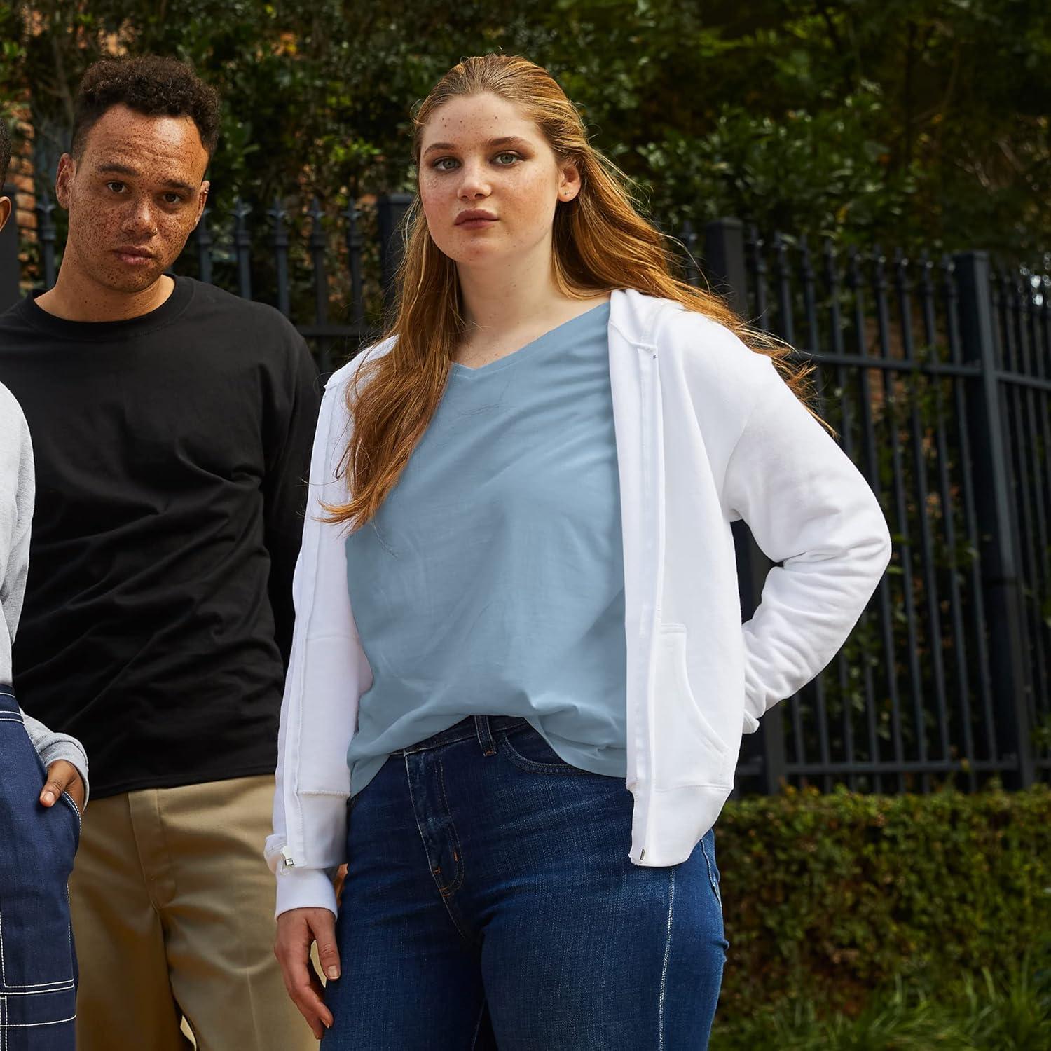 imageHanes womens Ecosmart Full Zip Fleece HoodieWhite