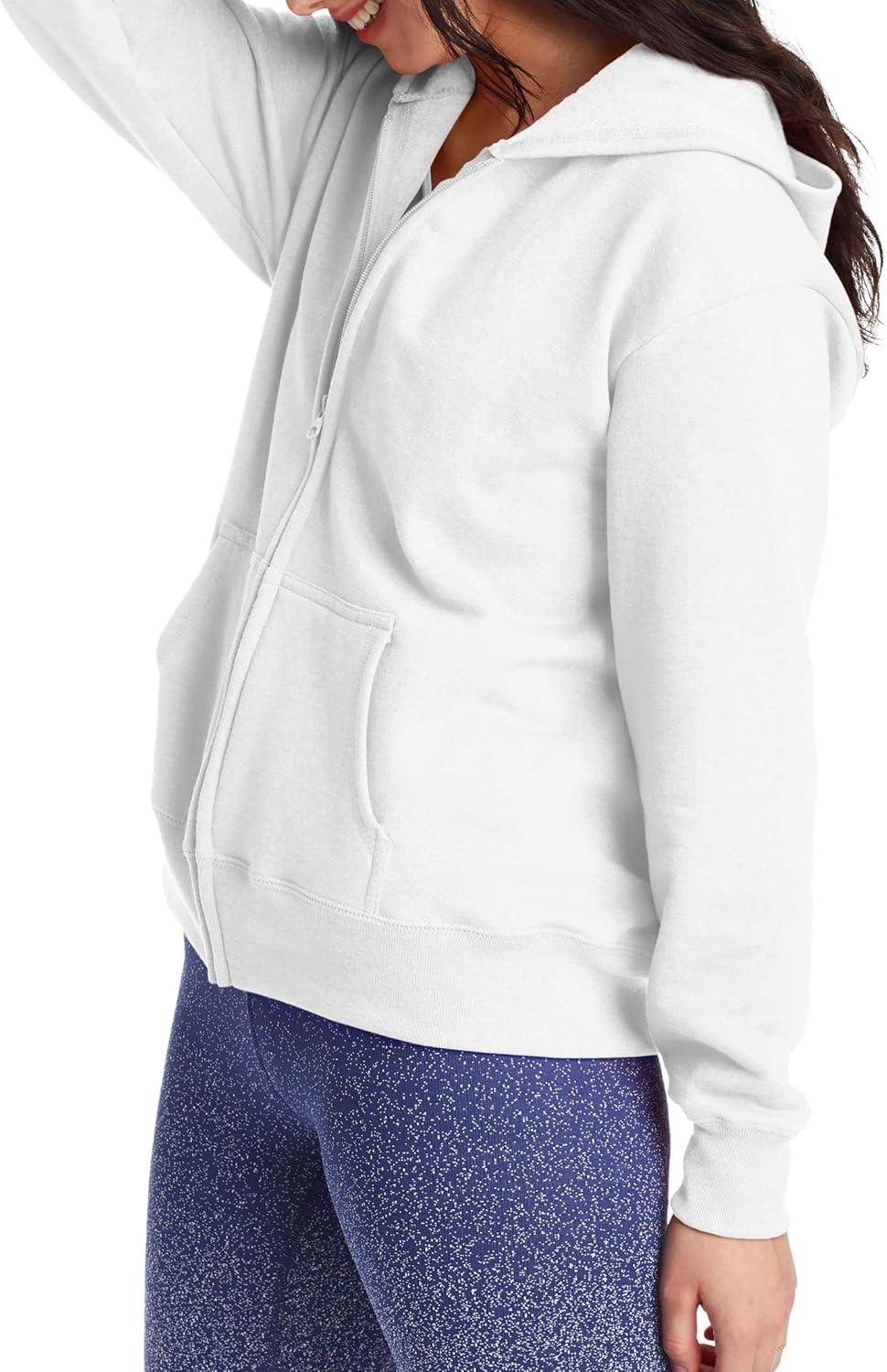 imageHanes womens Ecosmart Full Zip Fleece HoodieWhite