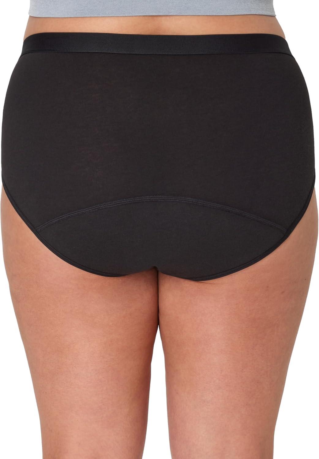 imageHanes womens Just My Size Comfort Period Brief Period Underwear Super Leaks 2pack Plus SizesPecanBlack