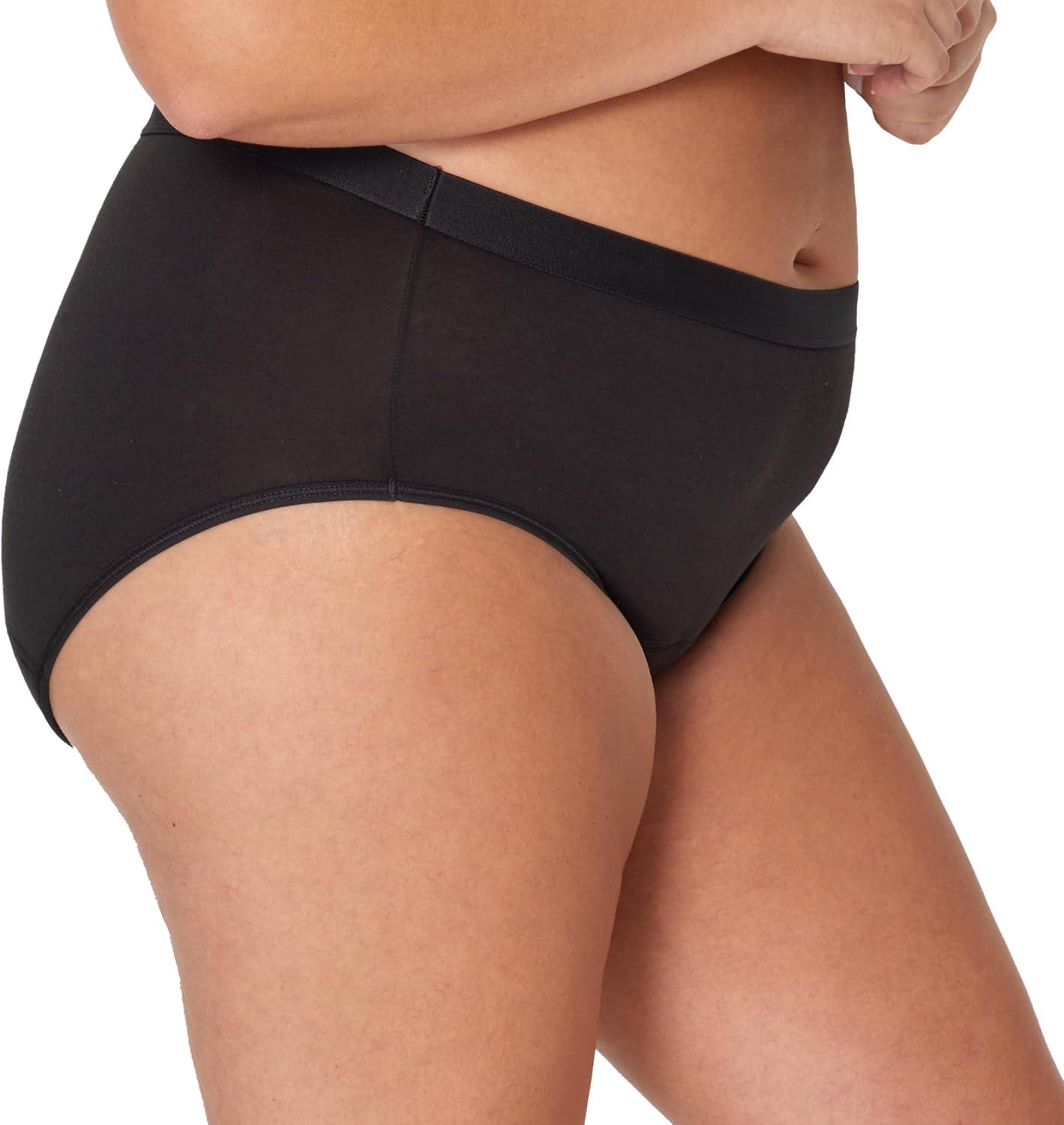 imageHanes womens Just My Size Comfort Period Brief Period Underwear Super Leaks 2pack Plus SizesPecanBlack