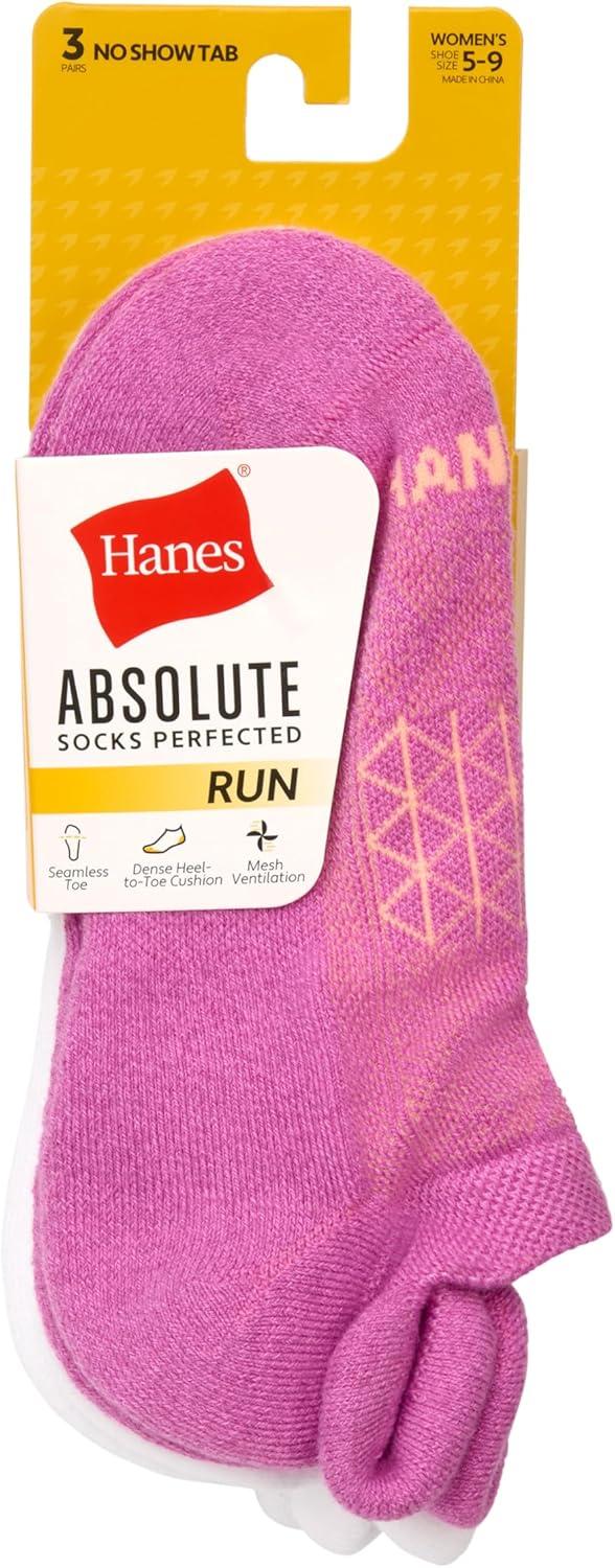 imageHanes womens No Show Running Socks Absolute Run Socks Breathable No Show Tab Socks for Running 4packPink