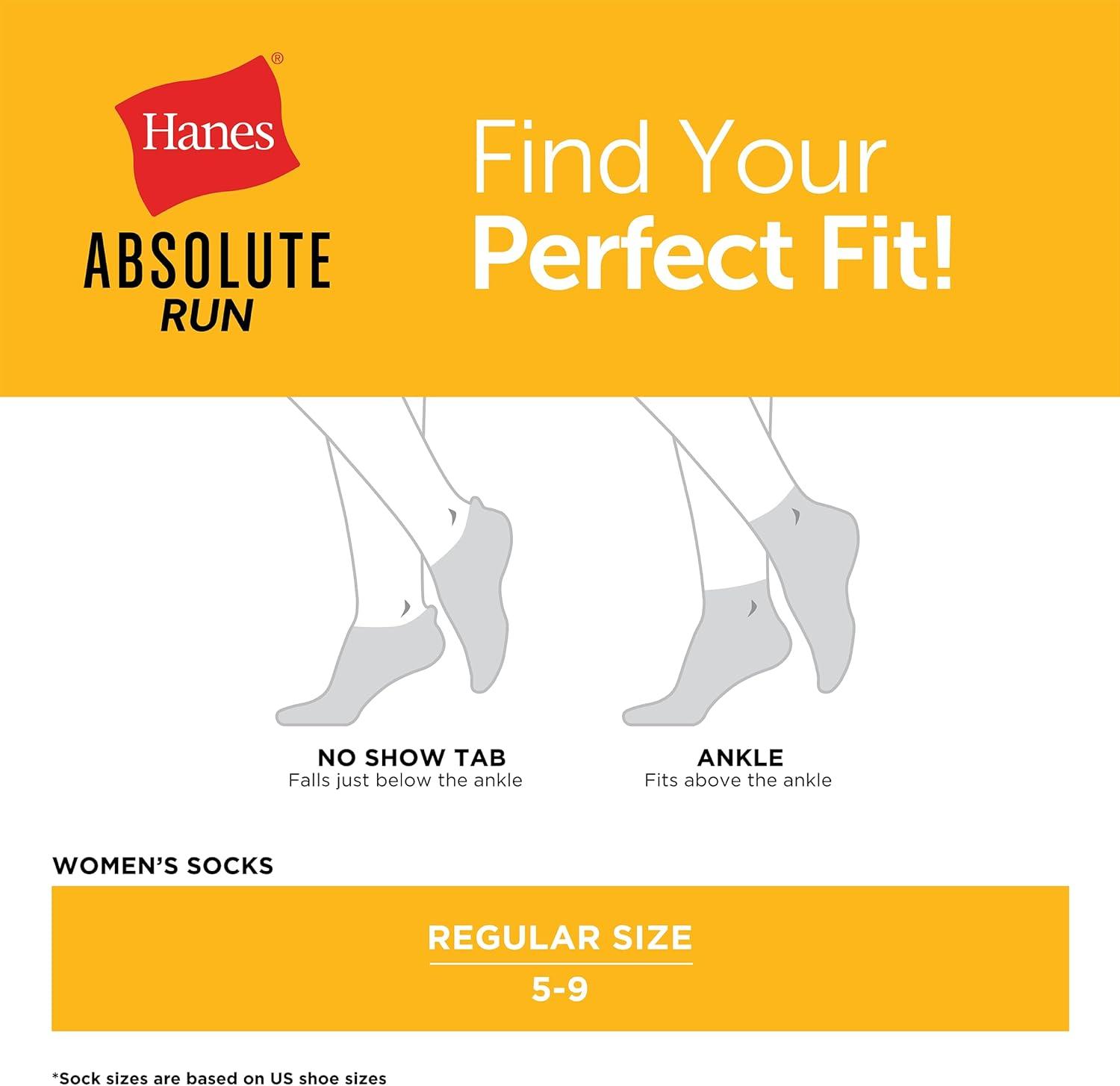 imageHanes womens No Show Running Socks Absolute Run Socks Breathable No Show Tab Socks for Running 4packWhiteGreyBlack