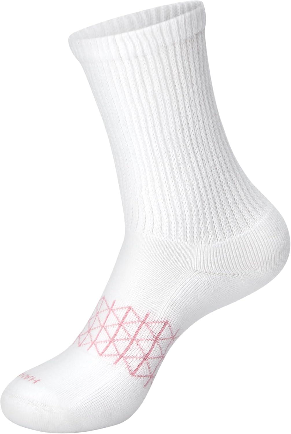 imageHanes womens Nonbinding Crew Socks Absolute Wellness Nonrestrictive Cushioned Socks for Women 4packBlackGreyWhite