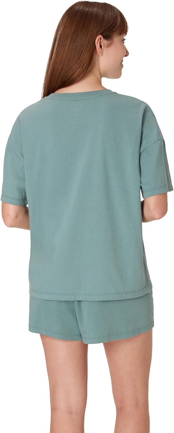 imageHanes womens Originals 2 Piece Lounge Set Comfywear Supersoft Boxy Tshirt ampamp Sleep Shorts Loungewear SetFaded Sage GreenFaded Sage Green