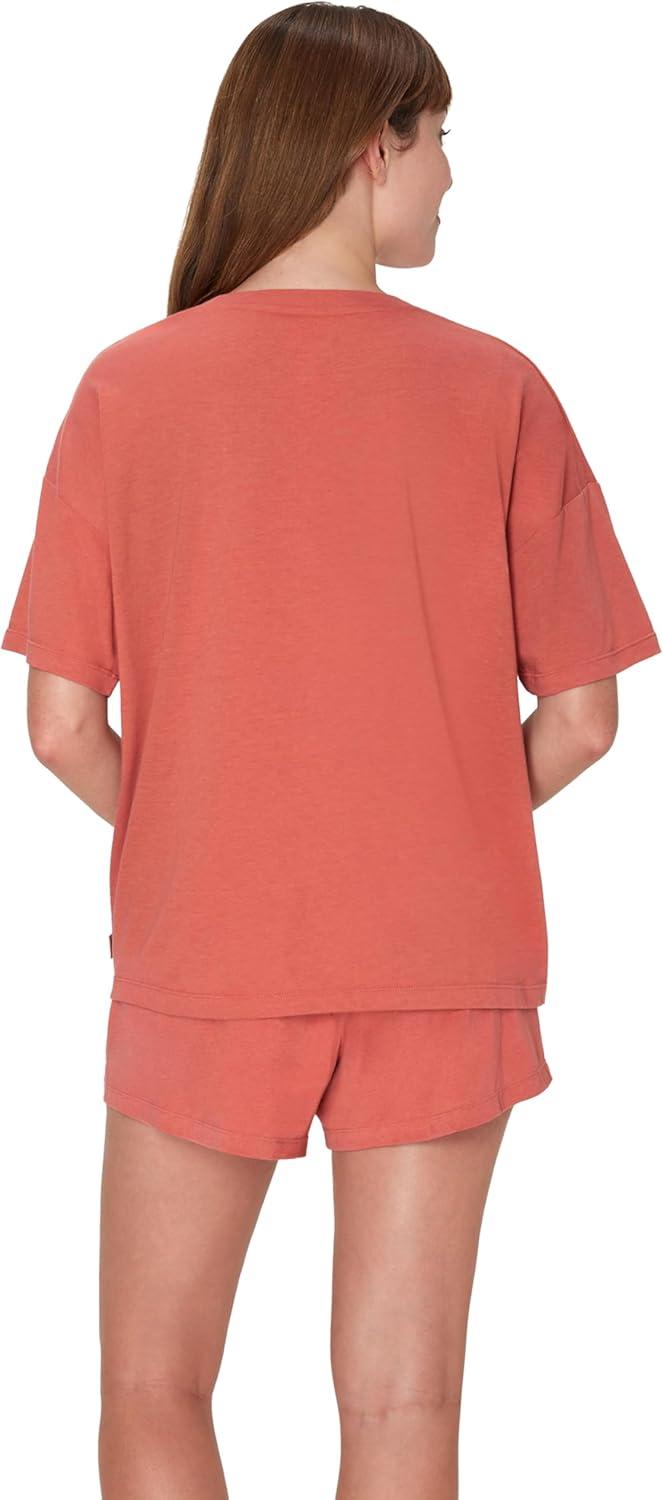 imageHanes womens Originals 2 Piece Lounge Set Comfywear Supersoft Boxy Tshirt ampamp Sleep Shorts Loungewear SetNatural CedarNatural Cedar