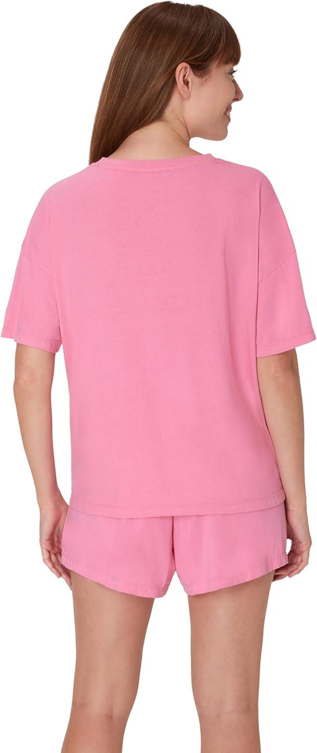 imageHanes womens Originals 2 Piece Lounge Set Comfywear Supersoft Boxy Tshirt ampamp Sleep Shorts Loungewear SetParrot PinkParrot Pink