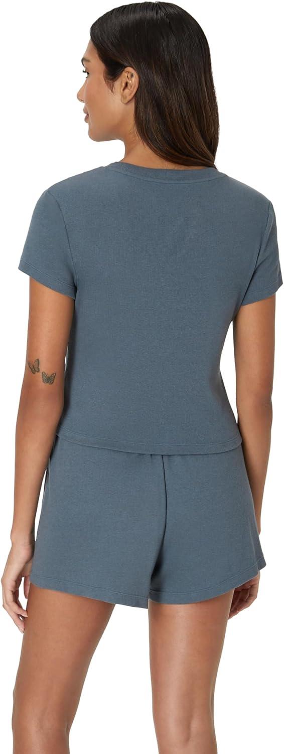 imageHanes womens Originals 2piece Lounge Set Supersoft Cropped Baby Doll Tee ampamp Sleep Shorts Loungewear SetStargazer GreyStargazer Grey