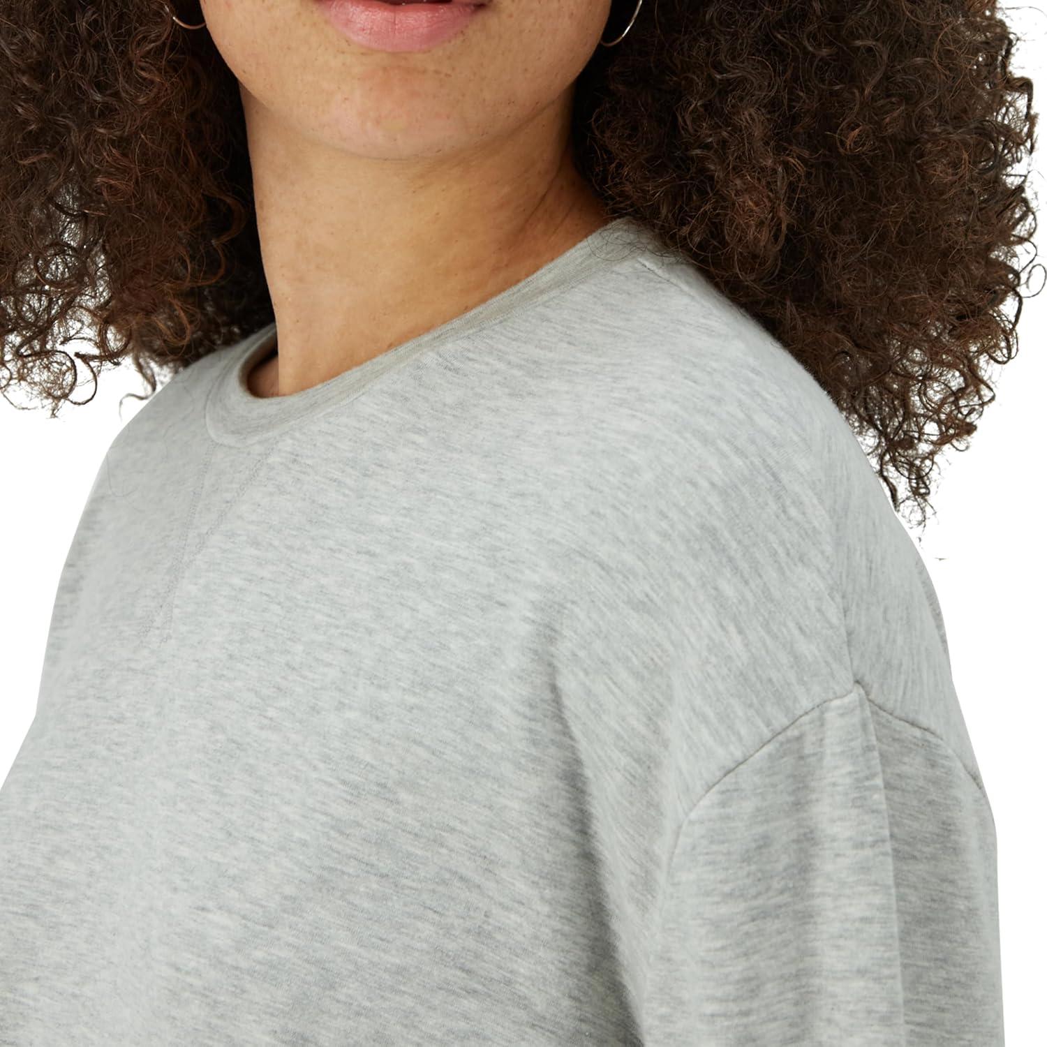 imageHanes womens Originals French Terry Pullover Cropped Crewneck Sweatshirt for Women Comfywear LoungewearHeritage Grey Marle