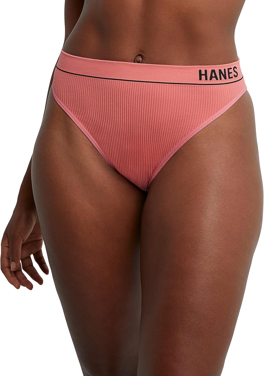 imageHanes womens Originals Seamless Rib Hirise Cheeky Panties Pack Assorted Colors 6packBriefsWhiteLively LavenderPink Begonia