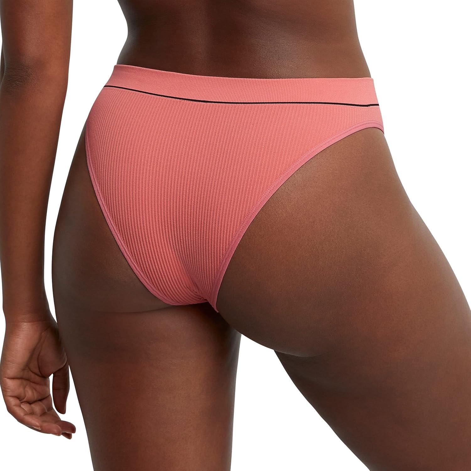 imageHanes womens Originals Seamless Rib Hirise Cheeky Panties Pack Assorted Colors 6packBriefsWhiteLively LavenderPink Begonia