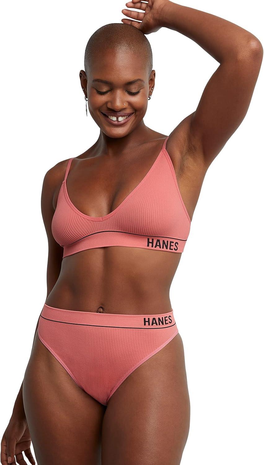 imageHanes womens Originals Seamless Rib Hirise Cheeky Panties Pack Assorted Colors 6packBriefsWhiteLively LavenderPink Begonia
