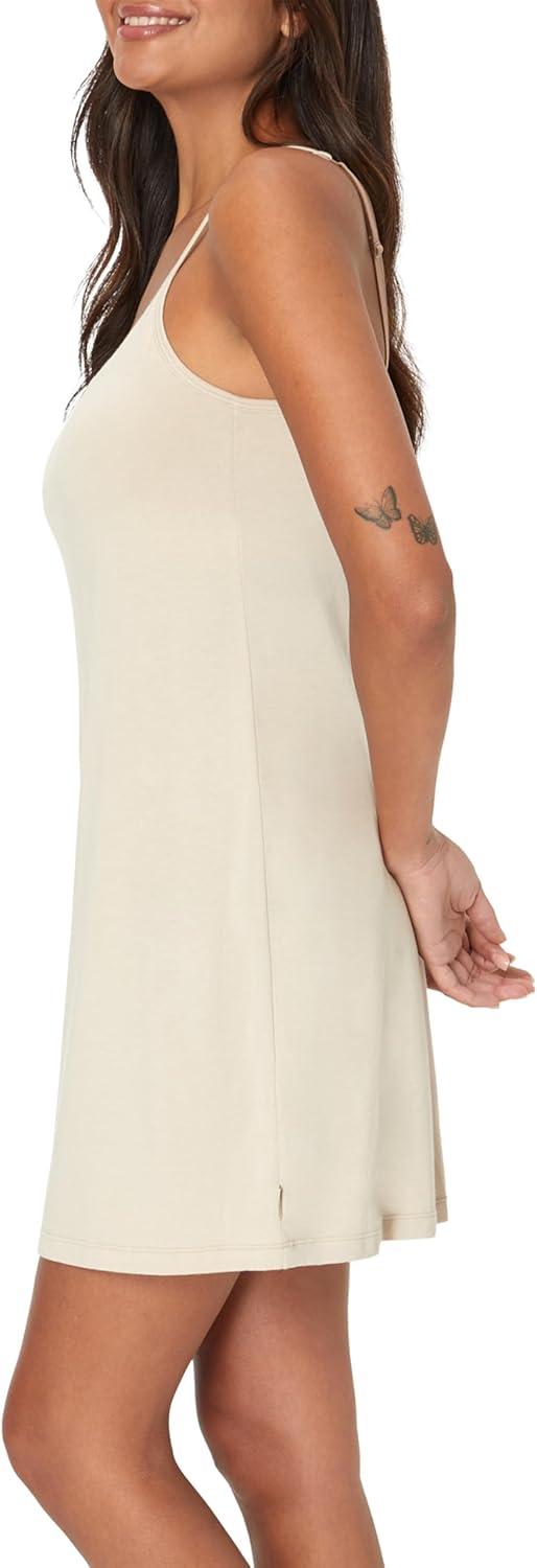 imageHanes womens Originals Sleep Dress Comfywear Supersoft Sleep Slip Dress With Builtin Shelf BraCocoa Butter