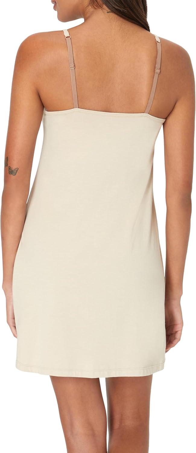 imageHanes womens Originals Sleep Dress Comfywear Supersoft Sleep Slip Dress With Builtin Shelf BraCocoa Butter
