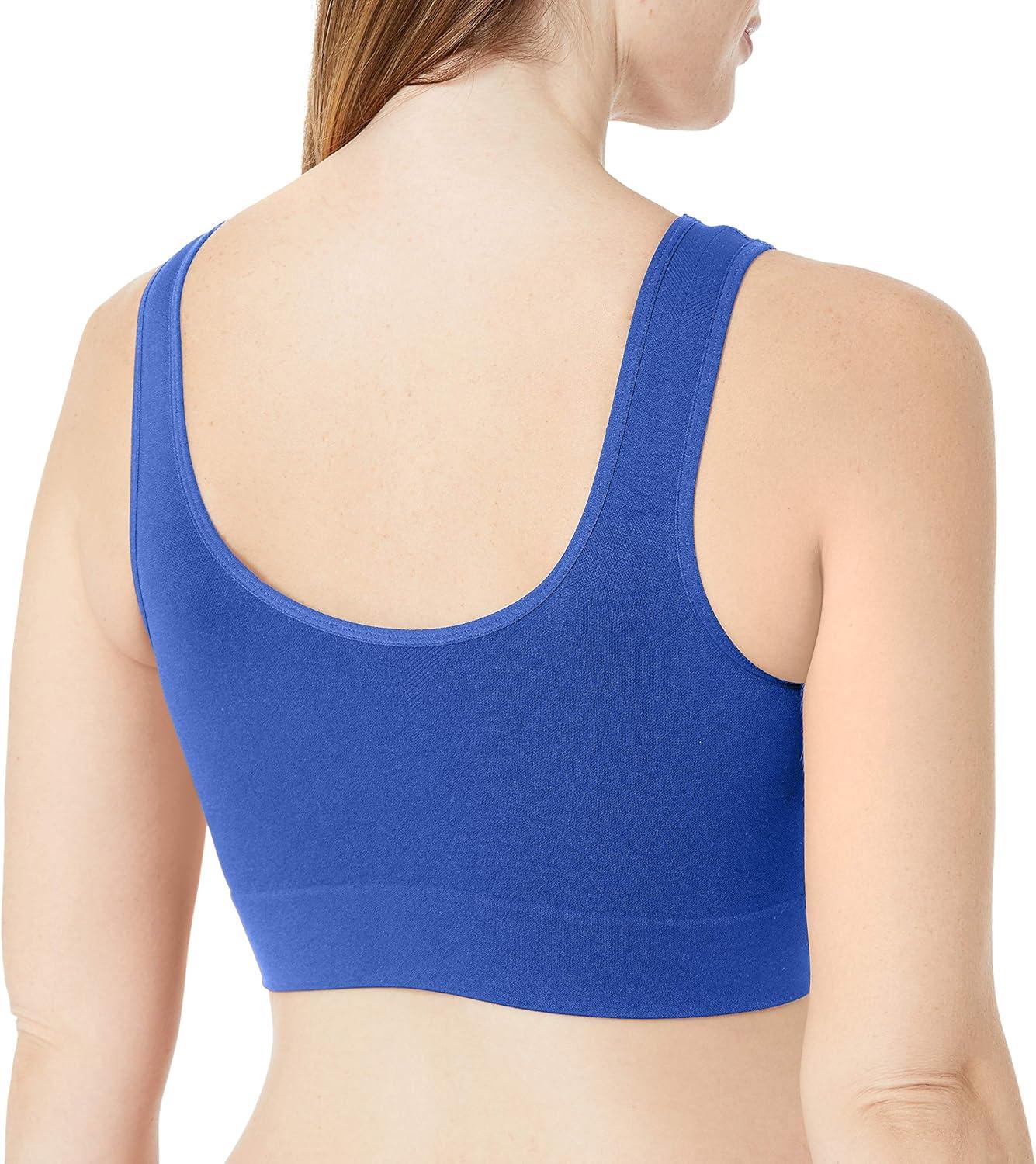 imageJUST MY SIZE Hanes Womens Seamless Bralette Pure Comfort Light Support Pullover Bra Plus SizesSparkle Blue