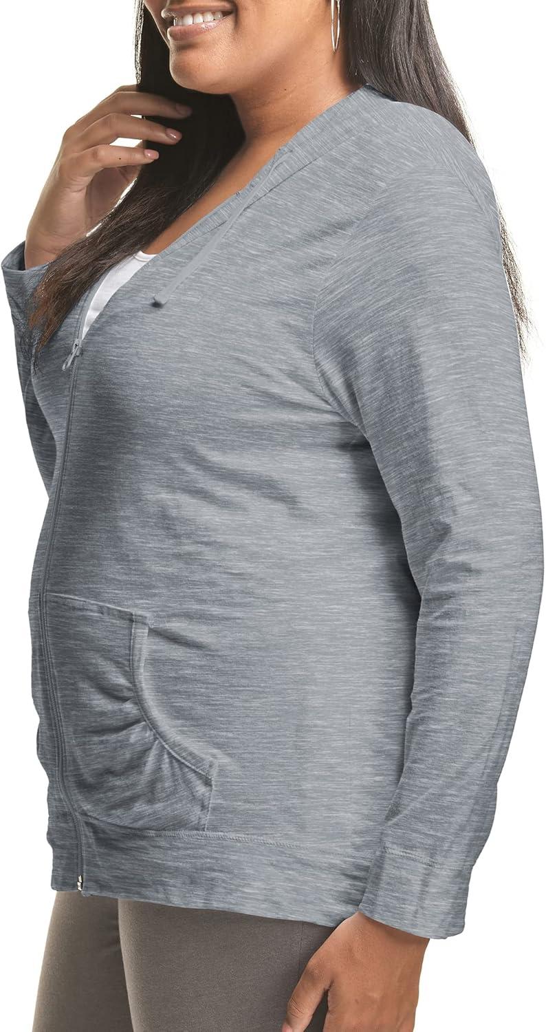 imageJust My Size Womens Full Zip Jersey HoodieDada Gray Pe Heather