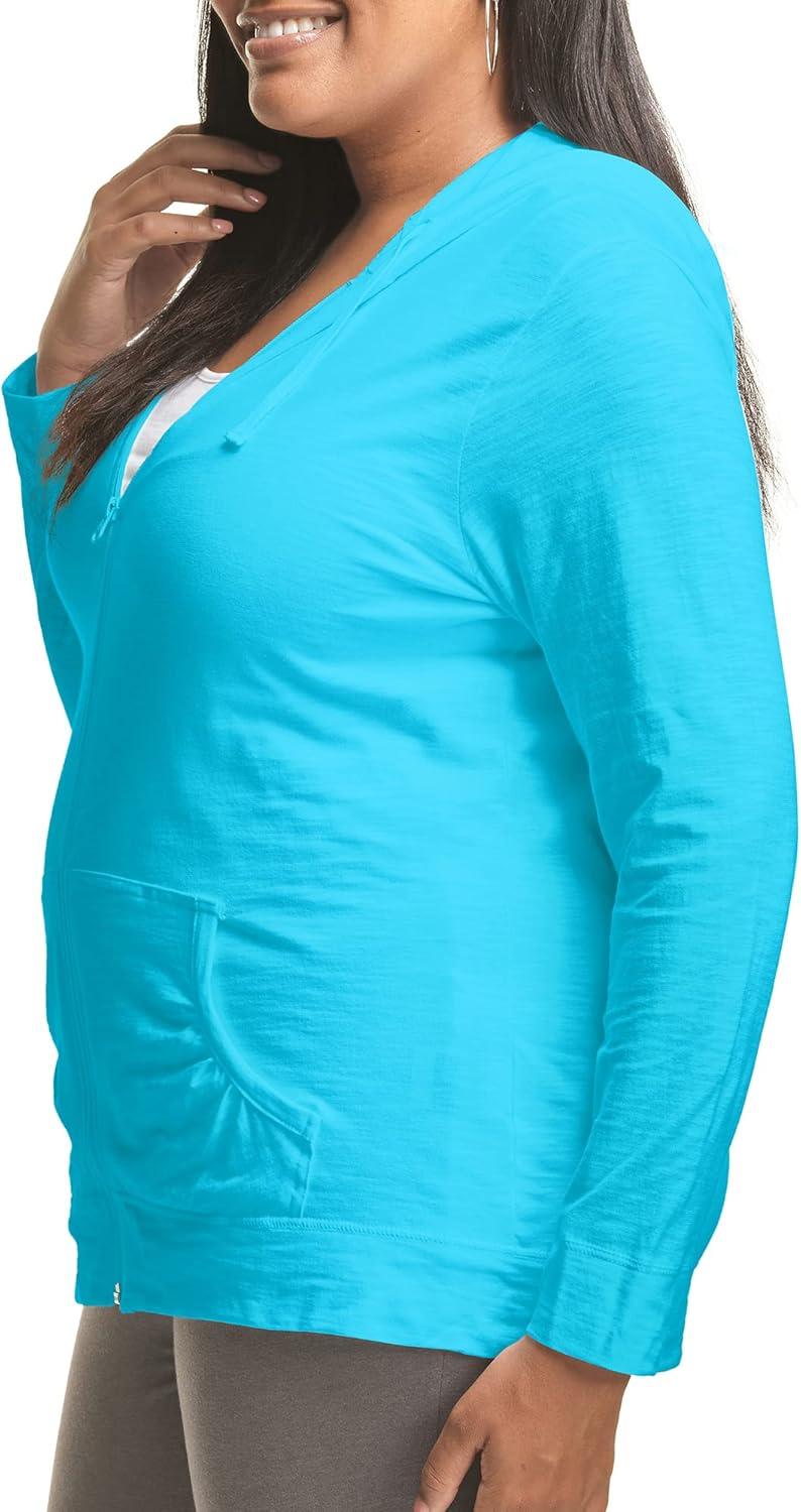imageJust My Size Womens Full Zip Jersey HoodieProcess Blue