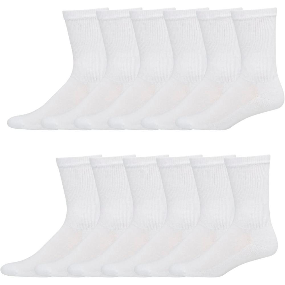 imageHanes Big ampamp Tall Crew Socks 12Pack for MenWhite
