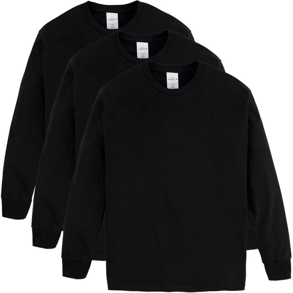 imageHanes Boys ComfortSoft LongSleeve TShirt Pack Cotton Tees for Boys 3PackBlack