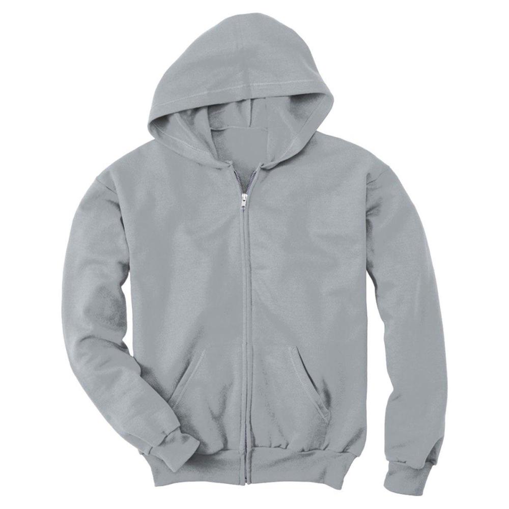 imageHanes Boys EcoSmart Full Zip Hooded Jacket Black LargeLight Steel