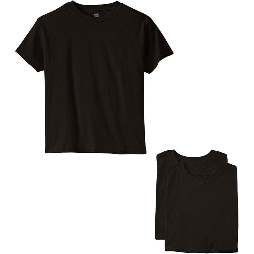imageHanes Boys Essentials Short Sleeve Tshirt Value Pack 3 or 6PackBlack 3 Pack