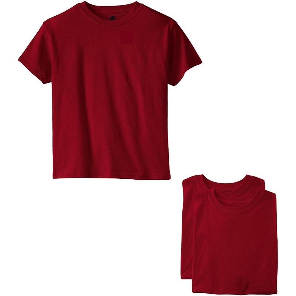 imageHanes Boys Essentials Short Sleeve Tshirt Value Pack 3 or 6PackDeep Red 3 Pack