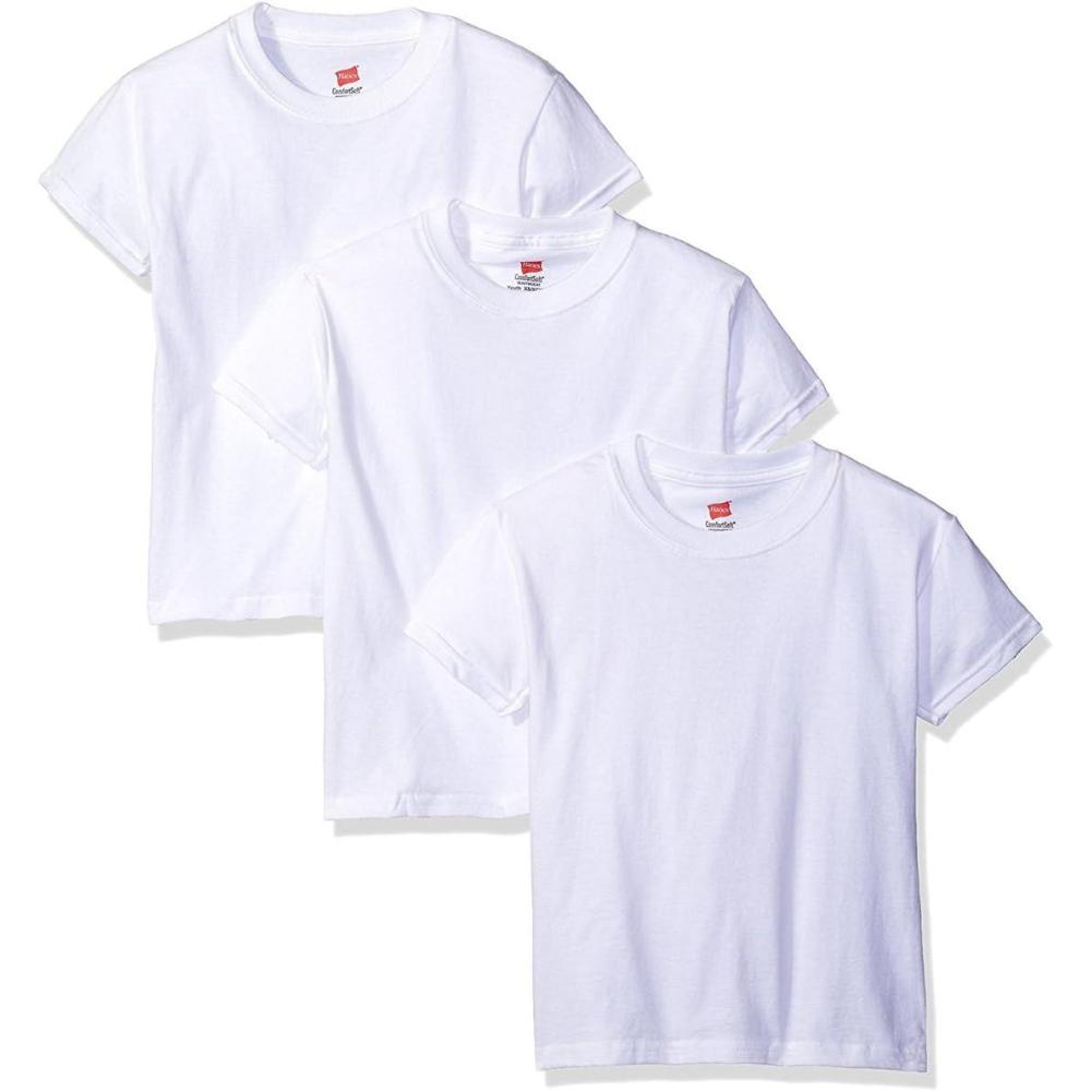 imageHanes Boys Essentials Short Sleeve Tshirt Value Pack 3 or 6PackWhite 3 Pack