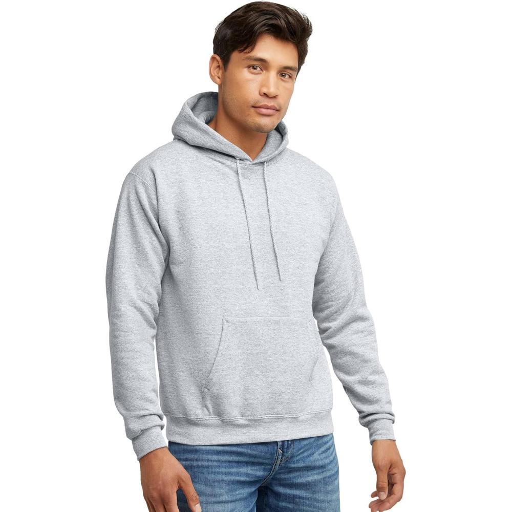 imageHanes EcoSmart Hoodie Midweight Fleece Pullover Hooded Sweatshirt for MenAsh
