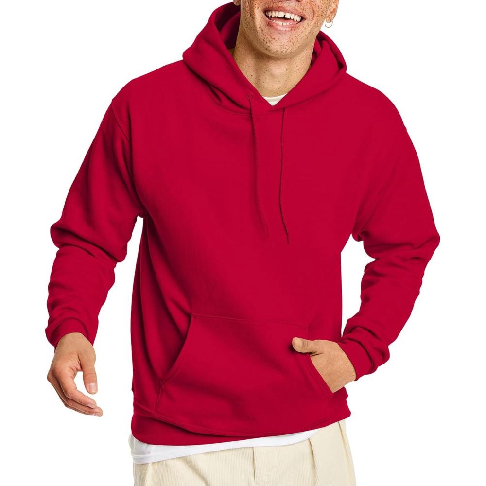 imageHanes EcoSmart Hoodie Midweight Fleece Pullover Hooded Sweatshirt for MenDeep Red