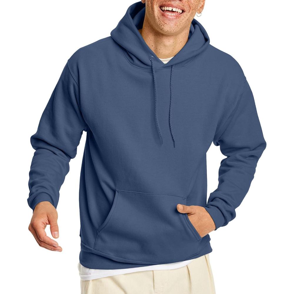 imageHanes EcoSmart Hoodie Midweight Fleece Pullover Hooded Sweatshirt for MenDenim Blue