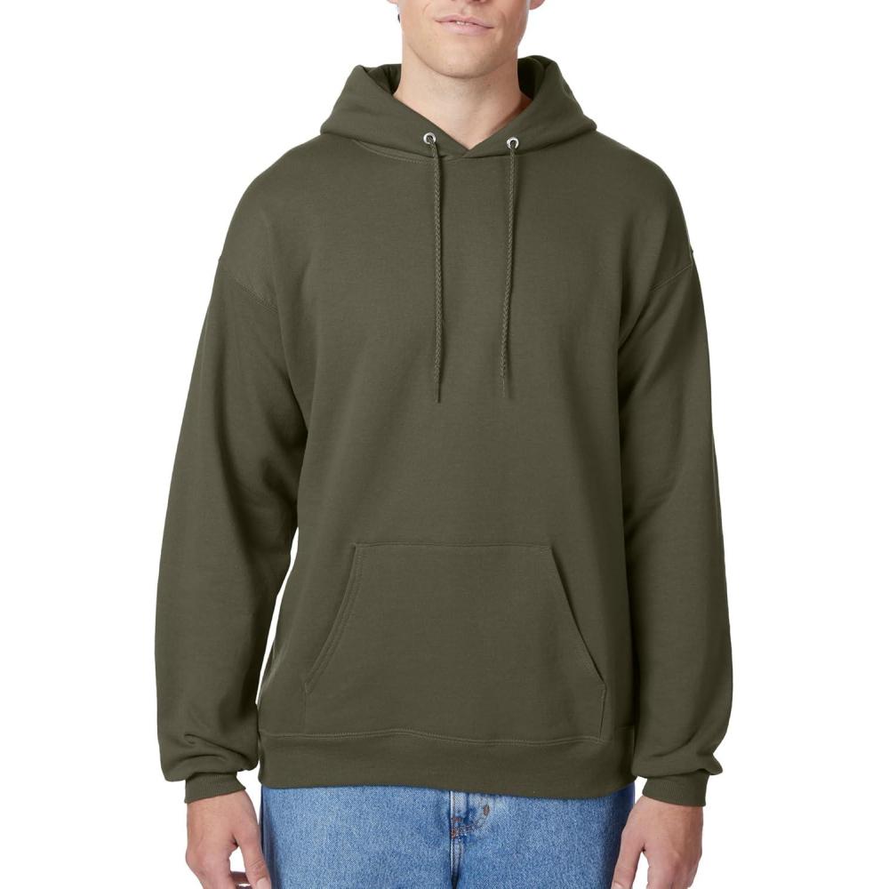 imageHanes EcoSmart Hoodie Midweight Fleece Pullover Hooded Sweatshirt for MenFatigue Green