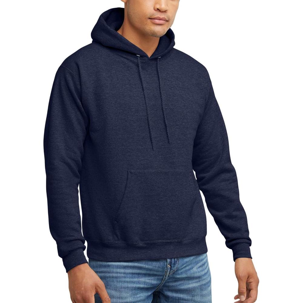 imageHanes EcoSmart Hoodie Midweight Fleece Pullover Hooded Sweatshirt for MenHeather Navy