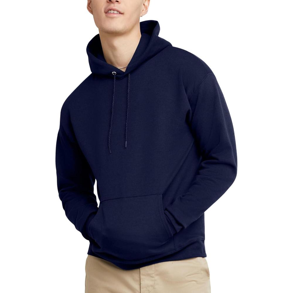 imageHanes EcoSmart Hoodie Midweight Fleece Pullover Hooded Sweatshirt for MenNavy