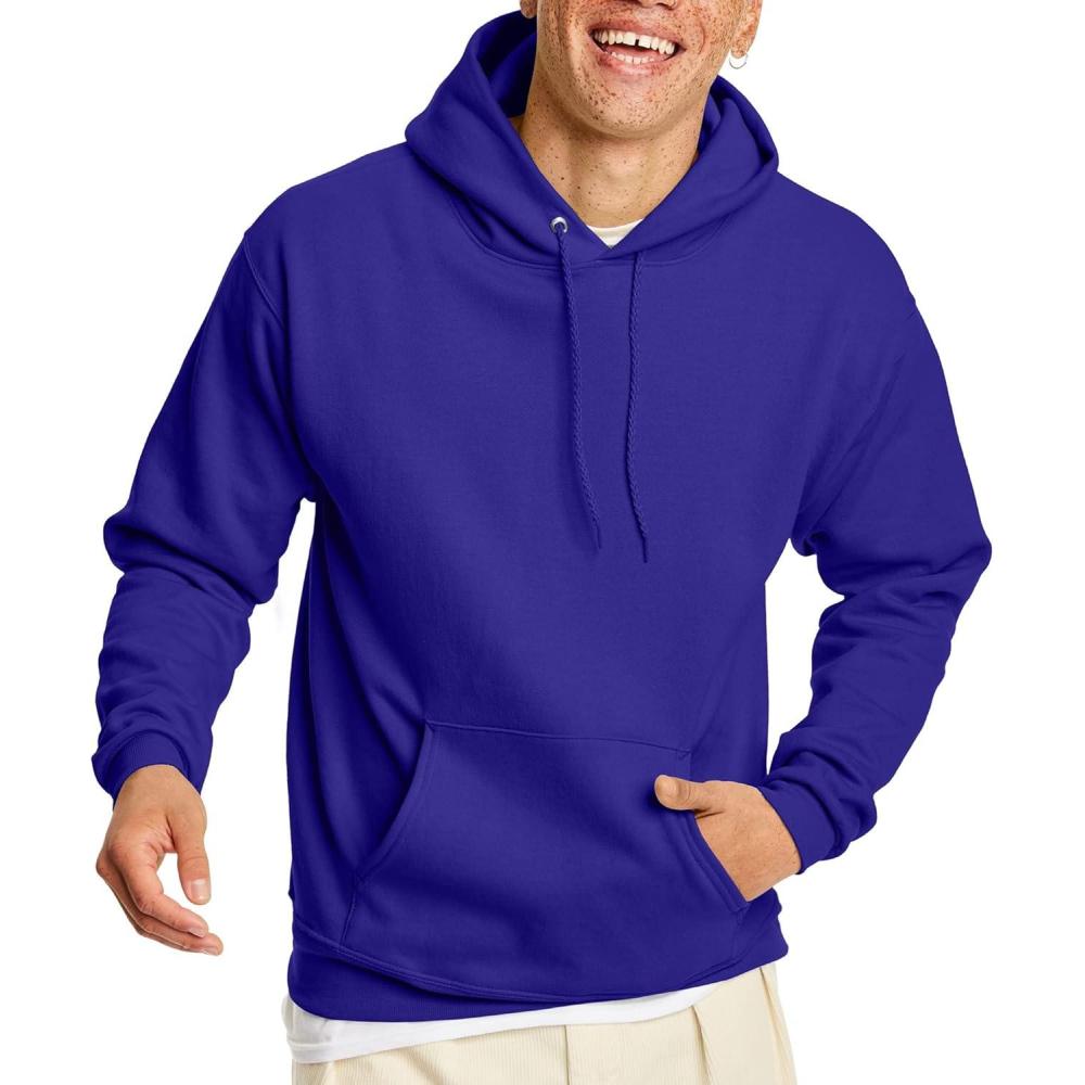 imageHanes EcoSmart Hoodie Midweight Fleece Pullover Hooded Sweatshirt for MenPurple