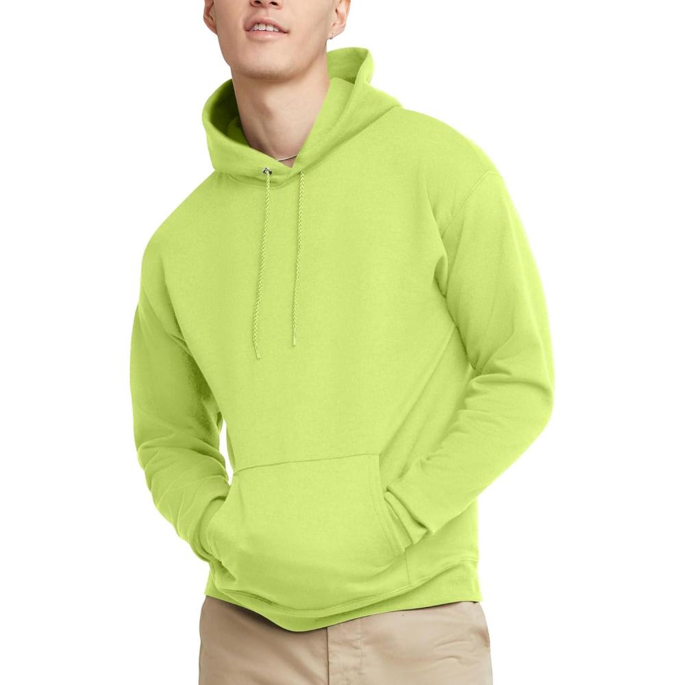 imageHanes EcoSmart Hoodie Midweight Fleece Pullover Hooded Sweatshirt for MenSafety Green