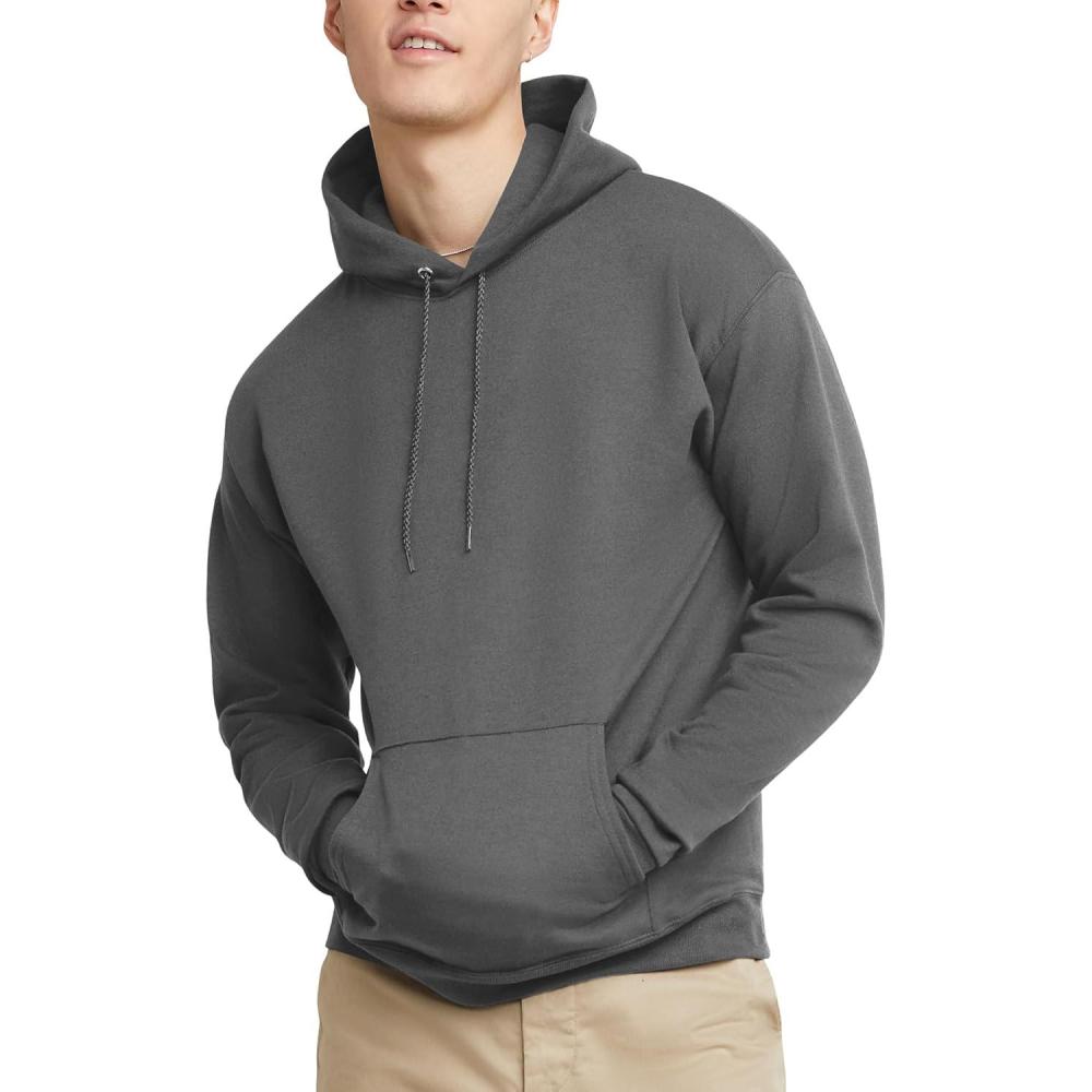 imageHanes EcoSmart Hoodie Midweight Fleece Pullover Hooded Sweatshirt for MenSmoke Gray