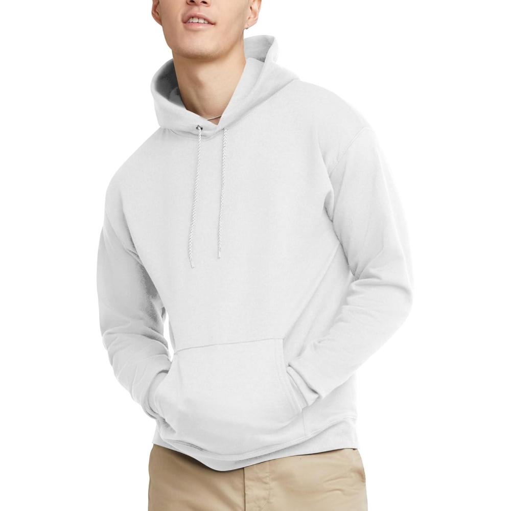imageHanes EcoSmart Hoodie Midweight Fleece Pullover Hooded Sweatshirt for MenWhite