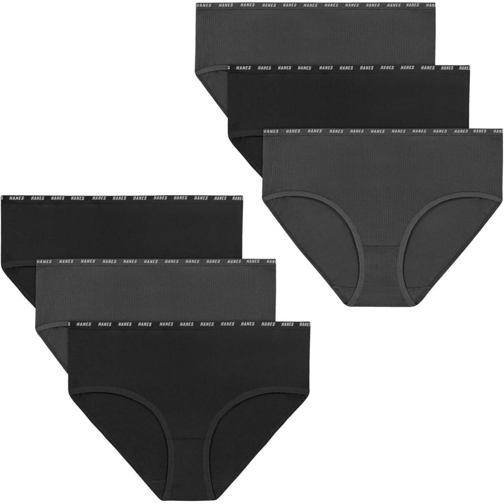 imageHanes Girls Big Moves Breathable Stretch Tween UnderwearBlackGrey