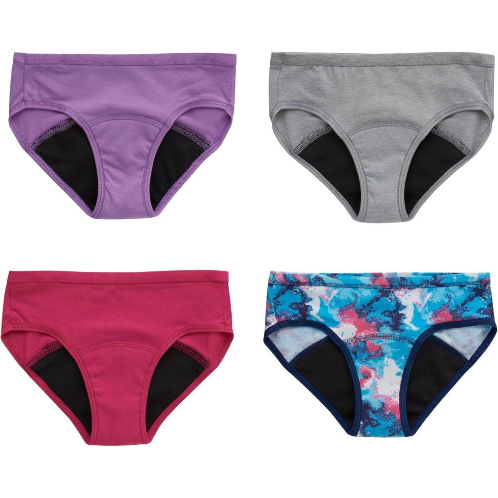 imageHanes Girls Comfort Period Boyshort ampamp Hipster Period Underwear Moderate Protection MultiPackHipster Multi 4 Pack