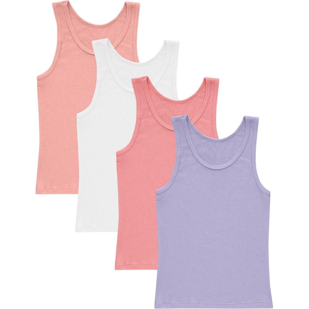 imageHanes Girls Originals Tank Pack Supersoft Tank Top for Girls Modal Stretch Rib Tanks 4PackPinkWhiteCoralViolet 4pack