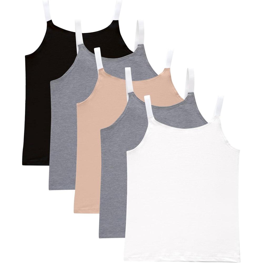 imageHanes Girls Originals Tween Underwear Crop Cami Pack Fashion Assorted 5PackBlack Nude Grey White