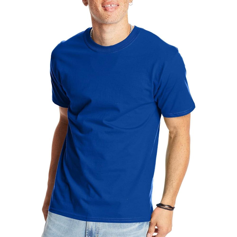 imageHanes Mens Beefyt TShirt Heavyweight Cotton Tee 1 Or 2 Pack Big ampamp TallDeep Royal 1 Pack