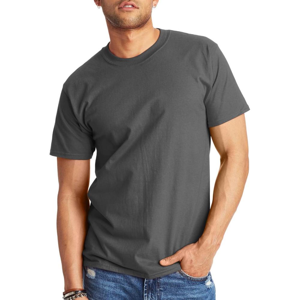 imageHanes Mens Beefyt TShirt Heavyweight Cotton Tee 1 Or 2 Pack Big ampamp TallSmoke Gray 1 Pack