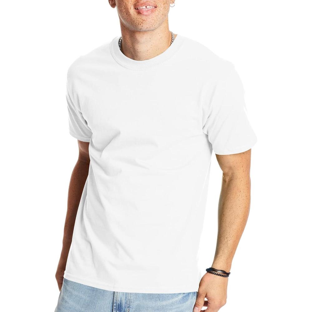 imageHanes Mens Beefyt TShirt Heavyweight Cotton Tee 1 Or 2 Pack Big ampamp TallWhite 1 Pack
