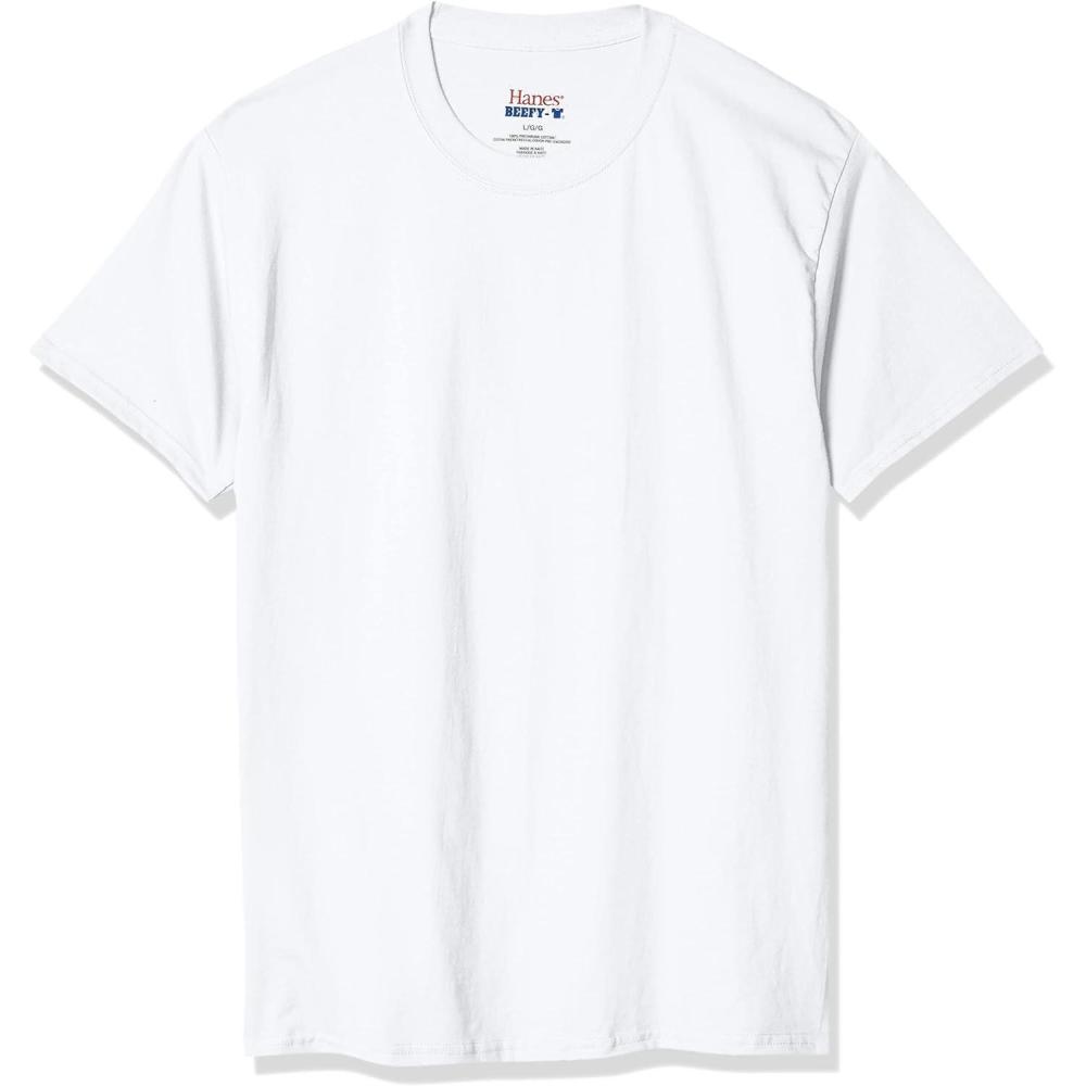 imageHanes Mens Beefyt TShirt Heavyweight Cotton Tee 1 Or 2 Pack Big ampamp TallWhite