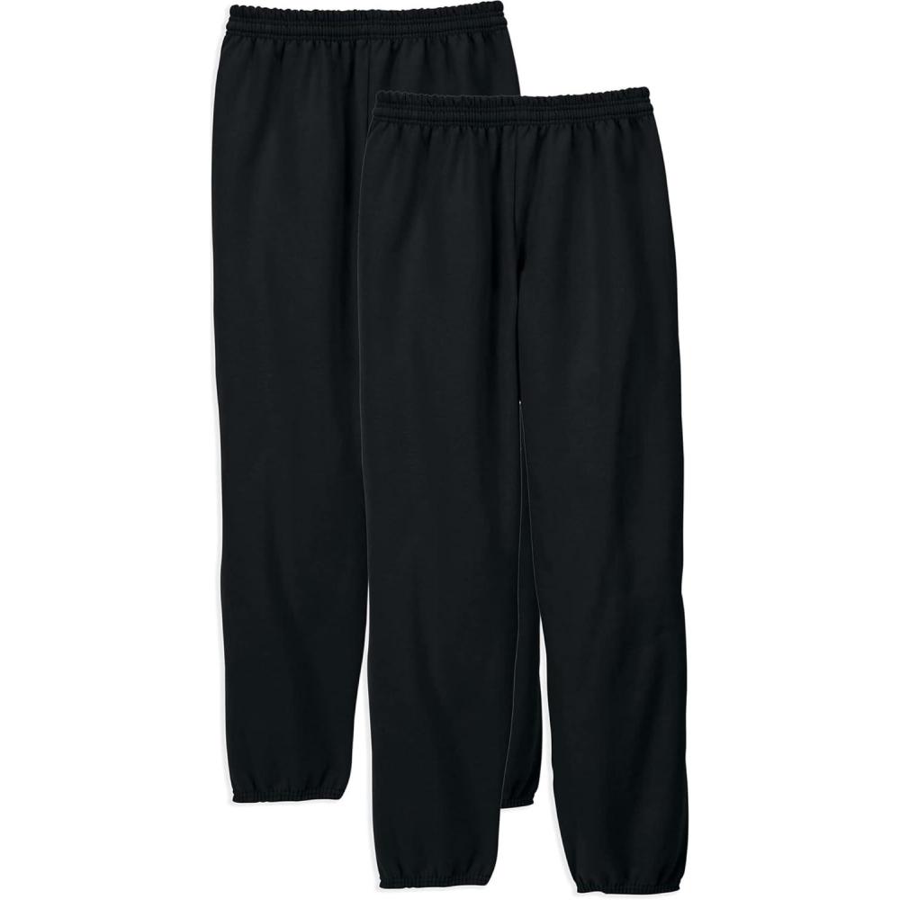 imageHanes Mens EcoSmart Best Sweatpants Athletic Lounge Pants with Cinched Cuffs 1 Or 2 PackBlack 2 Pack