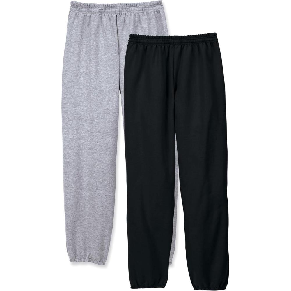 imageHanes Mens EcoSmart Best Sweatpants Athletic Lounge Pants with Cinched Cuffs 1 Or 2 PackBlackLight Steel 2 Pack