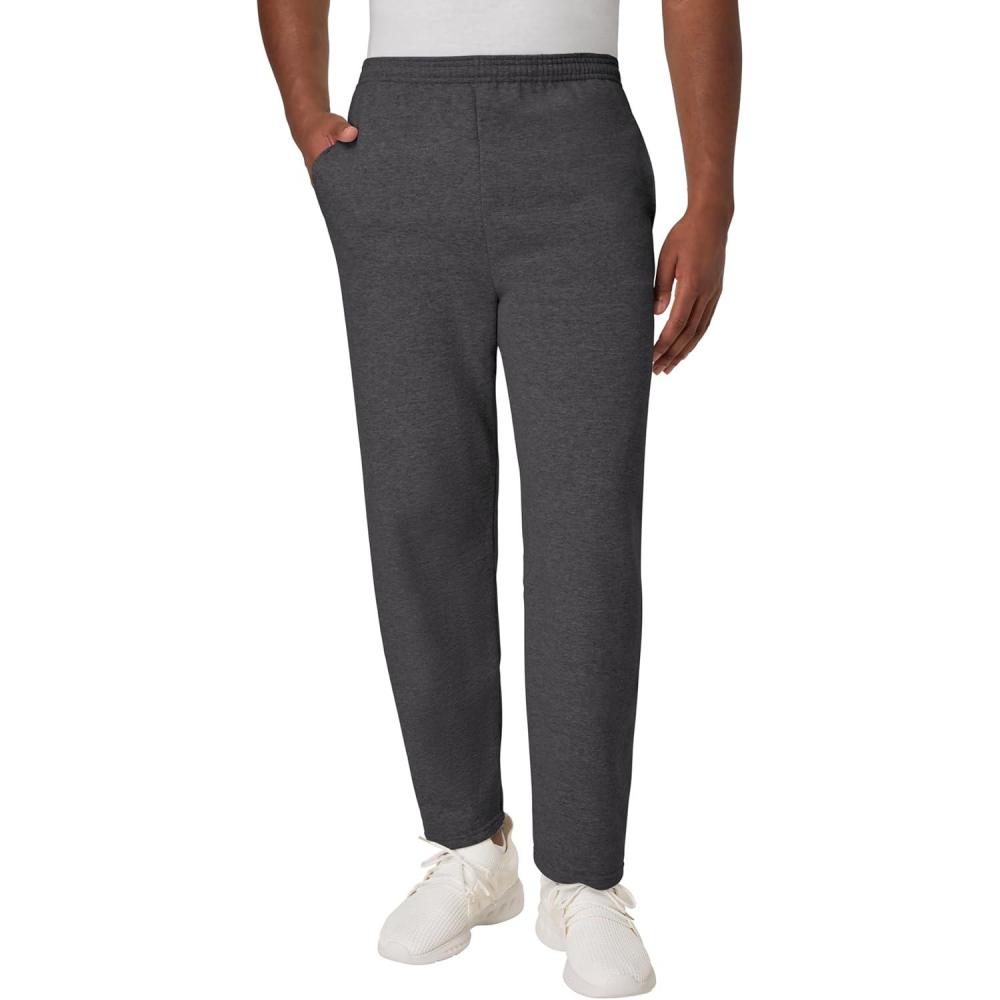 imageHanes Mens EcoSmart Best Sweatpants Athletic Lounge Pants with Cinched Cuffs 1 Or 2 PackSmoke Gray